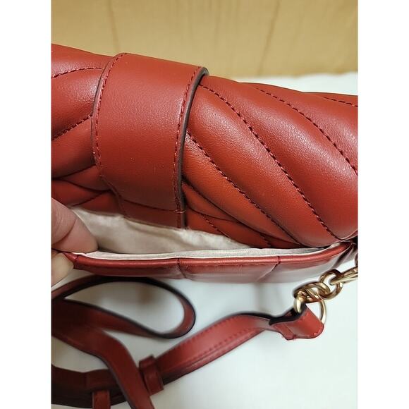 Time & Tru Small Quilted Satchel Flap Closure Handbag Shoulder Purse Red - Picture 4 of 5